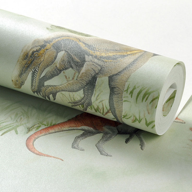 Neutral Color Dinosaur Wall Decor Moisture-Resistant Wallpaper Roll for Kid's Bedroom Clearhalo 'Wall Decor' 'Wallpaper' 1049338