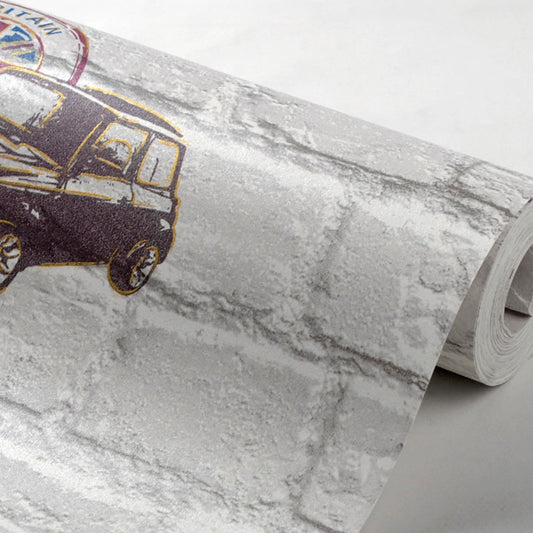 Cartoon Big Ben Wallpaper Roll Non-Woven Wall Decor for Children's Bedroom, 20.5"W x 33'L Clearhalo 'Wall Decor' 'Wallpaper' 1049344