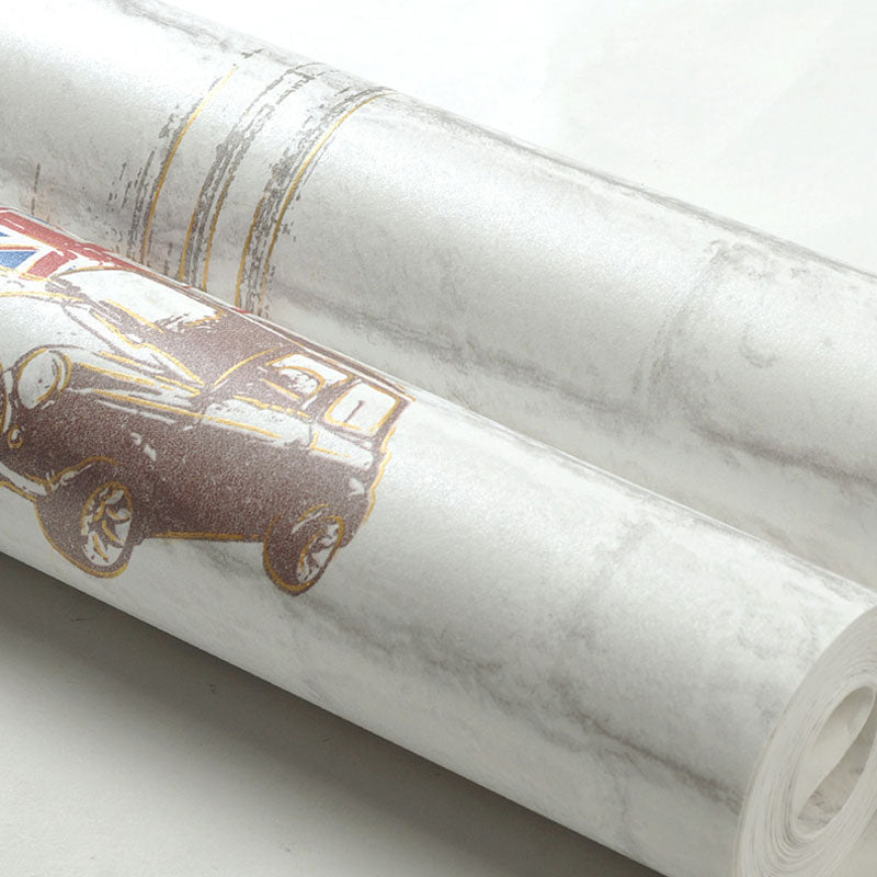 Cartoon Big Ben Wallpaper Roll Non-Woven Wall Decor for Children's Bedroom, 20.5"W x 33'L Clearhalo 'Wall Decor' 'Wallpaper' 1049348