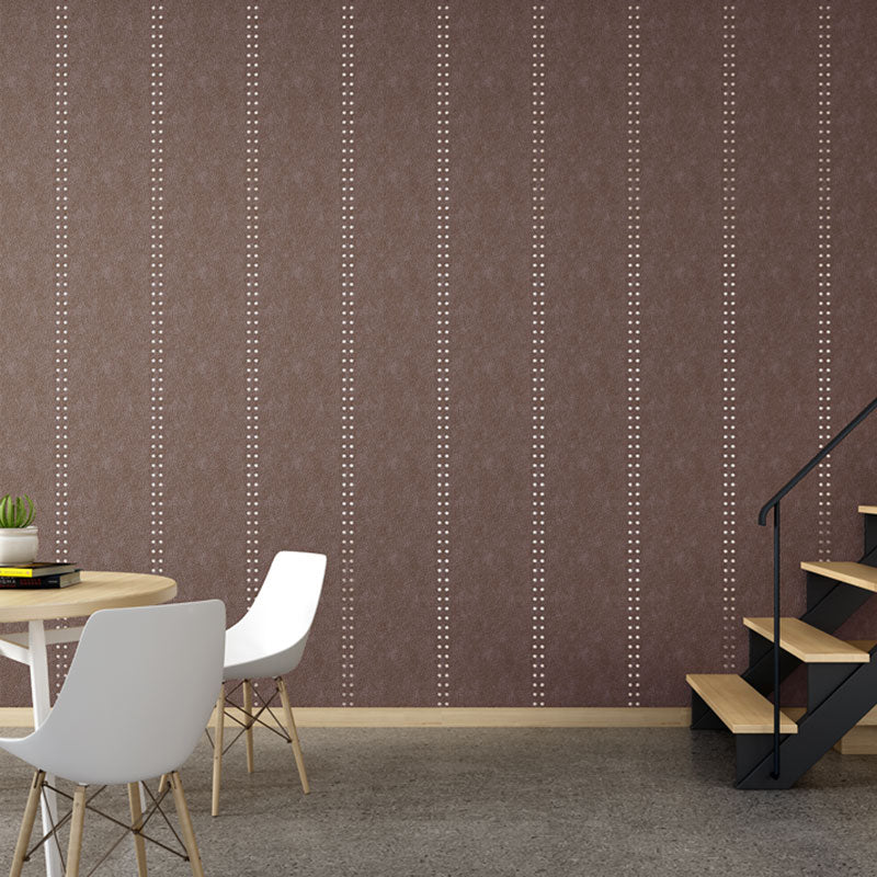 Stain-Resistant Vertical Stripe Wall Covering Flock Wallpaper for Guest Room Decoration Dark Coffee Clearhalo 'Modern wall decor' 'Modern' 'Wallpaper' Wall Decor' 1049406