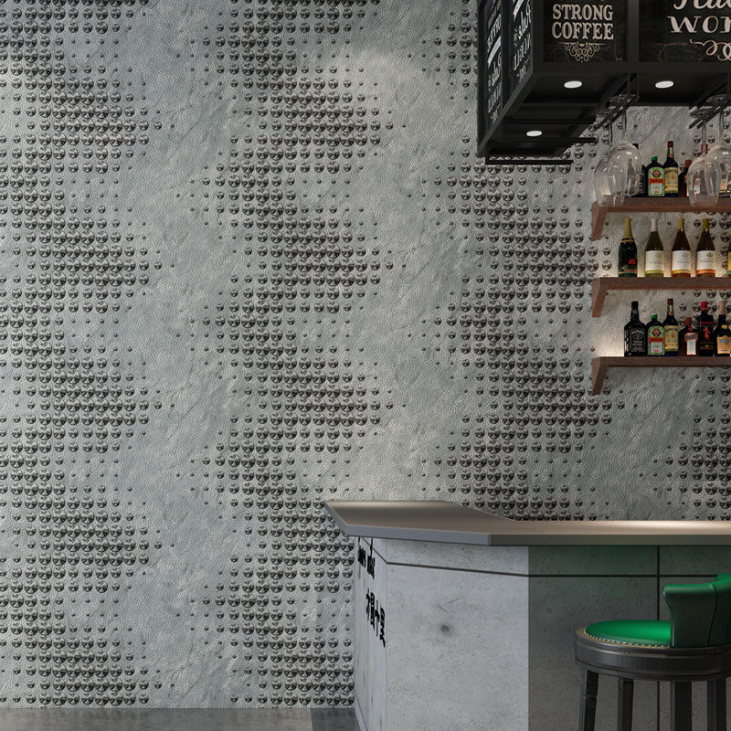 Rivets Wallpaper Roll 20.5-inch x 31-foot Vinyl Wall Covering for Coffee Shop, Non-Pasted Grey Clearhalo 'Modern wall decor' 'Modern' 'Wallpaper' Wall Decor' 1049616