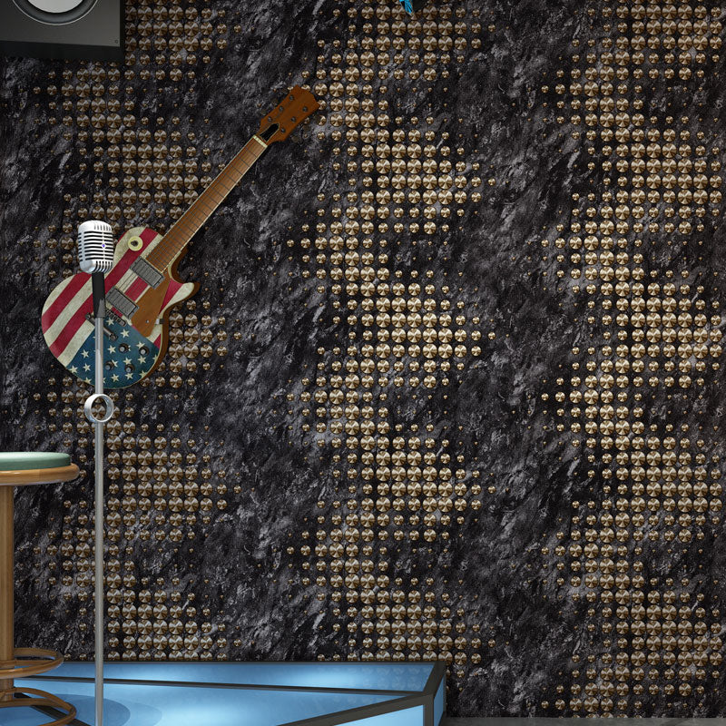 Rivets Wallpaper Roll 20.5-inch x 31-foot Vinyl Wall Covering for Coffee Shop, Non-Pasted Black-Gold Clearhalo 'Modern wall decor' 'Modern' 'Wallpaper' Wall Decor' 1049619
