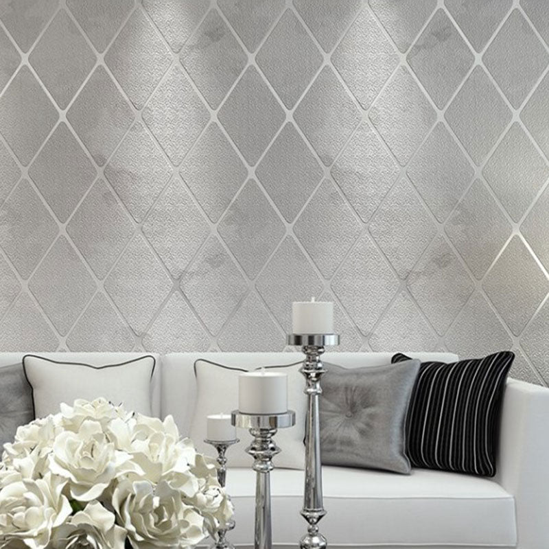 Harlequin Wall Covering 33' x 20.5" Flock Wallpaper Roll for Living Room Decoration, Non-Pasted Light Gray Clearhalo 'Modern wall decor' 'Modern' 'Wallpaper' Wall Decor' 1049622