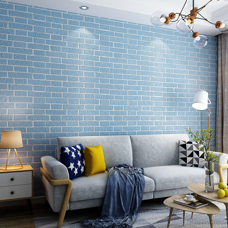 Brick Effect Wall Covering for Coffee Shop Flock Textured Wallpaper in Pastel Color, Water-Resistant Clearhalo 'Modern wall decor' 'Modern' 'Wallpaper' Wall Decor' 1049638