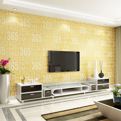 Number and Letters Flock Wallpaper Roll for Study Room Decor in Natural Color, 33 ft. x 20.5 in Golden Clearhalo 'Modern wall decor' 'Modern' 'Wallpaper' Wall Decor' 1049647