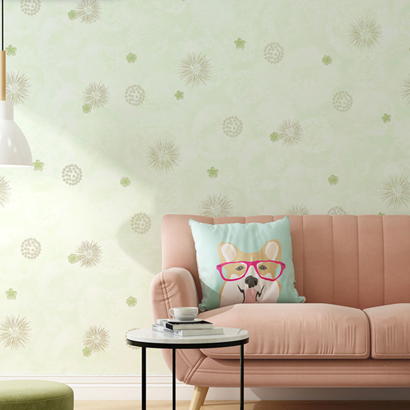 Moisture-Resistant Floral Design Wallpaper Roll Rustic Wall Decor for Coffee Shop, 20.5" by 33' Light Green Clearhalo 'Country wall decor' 'Rustic' 'Wallpaper' Wall Decor' 1049674