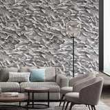 Abstract Wave Wallpaper Roll for Guest Room Decor, Dark Color, 33-foot x 20.5-inch Smoke Gray Clearhalo 'Modern wall decor' 'Modern' 'Wallpaper' Wall Decor' 1049686