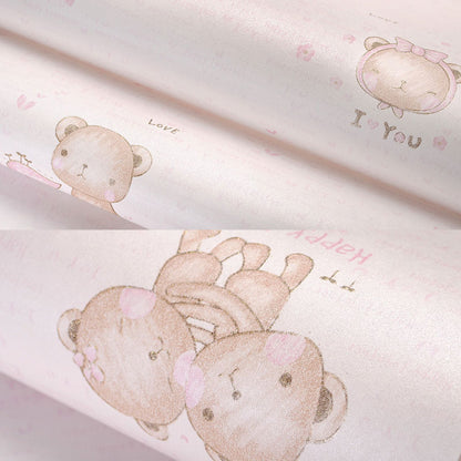 Soft Color Minimalist Wallpaper Cartoon Bear Wall Covering for Kid's Bedroom, 31' by 20.5" Light Pink Clearhalo 'Wall Decor' 'Wallpaper' 1049724