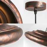 1 Bulb Hanging Lamp Antique Style Round Shade Metallic Suspended Light in Rust for Dining Table Clearhalo 'Art Deco Pendants' 'Cast Iron' 'Ceiling Lights' 'Ceramic' 'Crystal' 'Industrial Pendants' 'Industrial' 'Metal' 'Middle Century Pendants' 'Pendant Lights' 'Pendants' 'Tiffany' Lighting' 105428