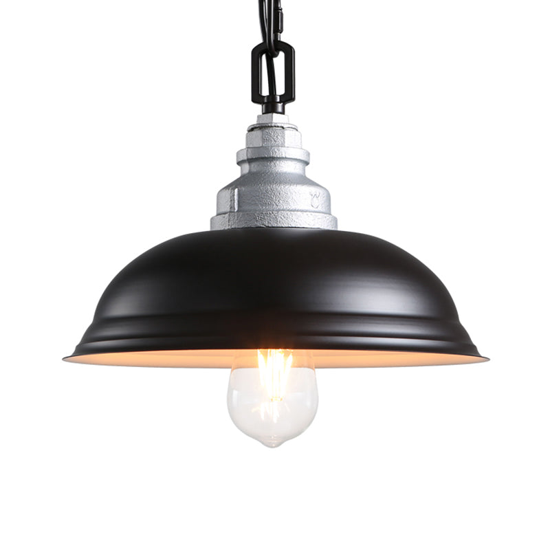 1 Head Suspension Lamp Industrial Stylish Bowl Shade Metal Hanging Light in Black for Restaurant Clearhalo 'Art Deco Pendants' 'Black' 'Cast Iron' 'Ceiling Lights' 'Ceramic' 'Crystal' 'Industrial Pendants' 'Industrial' 'Metal' 'Middle Century Pendants' 'Pendant Lights' 'Pendants' 'Rustic Pendants' 'Tiffany' Lighting' 105431