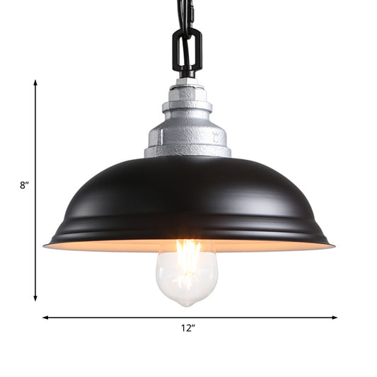 1 Head Suspension Lamp Industrial Stylish Bowl Shade Metal Hanging Light in Black for Restaurant Clearhalo 'Art Deco Pendants' 'Black' 'Cast Iron' 'Ceiling Lights' 'Ceramic' 'Crystal' 'Industrial Pendants' 'Industrial' 'Metal' 'Middle Century Pendants' 'Pendant Lights' 'Pendants' 'Rustic Pendants' 'Tiffany' Lighting' 105432