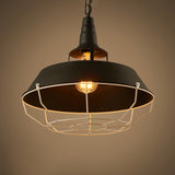 Barn Metal Hanging Light with Wire Cage Shade Industrial 1 Head Warehouse Suspended Lamp in Black Black Clearhalo 'Art Deco Pendants' 'Black' 'Cast Iron' 'Ceiling Lights' 'Ceramic' 'Crystal' 'Industrial Pendants' 'Industrial' 'Metal' 'Middle Century Pendants' 'Pendant Lights' 'Pendants' 'Rustic Pendants' 'Tiffany' Lighting' 105435
