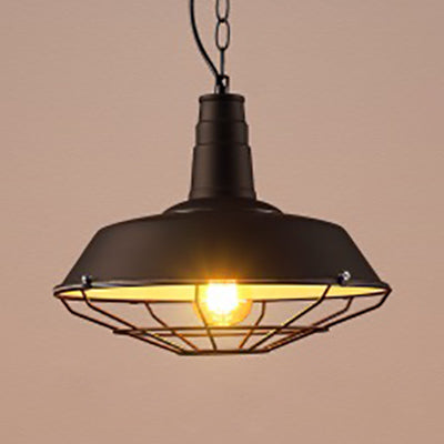 Industrial Style Barn Hanging Light Wire Cage Shade 1 Head Metal Suspended Lamp in Black for Warehouse Black Clearhalo 'Art Deco Pendants' 'Black' 'Cast Iron' 'Ceiling Lights' 'Ceramic' 'Crystal' 'Industrial Pendants' 'Industrial' 'Metal' 'Middle Century Pendants' 'Pendant Lights' 'Pendants' 'Rustic Pendants' 'Tiffany' Lighting' 105436