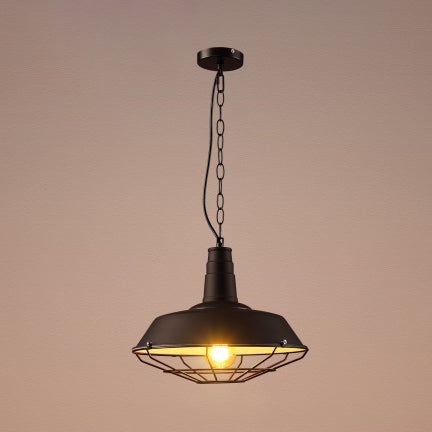 Industrial Style Barn Hanging Light Wire Cage Shade 1 Head Metal Suspended Lamp in Black for Warehouse Clearhalo 'Art Deco Pendants' 'Black' 'Cast Iron' 'Ceiling Lights' 'Ceramic' 'Crystal' 'Industrial Pendants' 'Industrial' 'Metal' 'Middle Century Pendants' 'Pendant Lights' 'Pendants' 'Rustic Pendants' 'Tiffany' Lighting' 105437