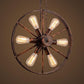 Wheel Shaped Wrought Iron Hanging Lamp Antique Style 6 Lights Kitchen Chandelier Pendant Light in Rust Clearhalo 'Cast Iron' 'Ceiling Lights' 'Chandeliers' 'Industrial Chandeliers' 'Industrial' 'Metal' 'Middle Century Chandeliers' 'Rustic Chandeliers' 'Tiffany' Lighting' 105458