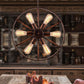 Wheel Shaped Wrought Iron Hanging Lamp Antique Style 6 Lights Kitchen Chandelier Pendant Light in Rust Clearhalo 'Cast Iron' 'Ceiling Lights' 'Chandeliers' 'Industrial Chandeliers' 'Industrial' 'Metal' 'Middle Century Chandeliers' 'Rustic Chandeliers' 'Tiffany' Lighting' 105459