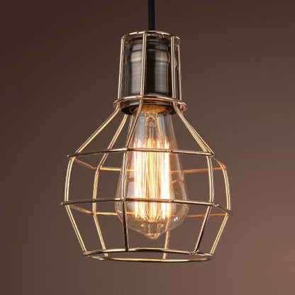 Brass Finish Globe Pendant Lighting Fixture Industrial Metal 1 Bulb Kitchen Hanging Lamp with Wire Frame Brass Clearhalo 'Art Deco Pendants' 'Cast Iron' 'Ceiling Lights' 'Ceramic' 'Crystal' 'Industrial Pendants' 'Industrial' 'Metal' 'Middle Century Pendants' 'Pendant Lights' 'Pendants' 'Tiffany' Lighting' 105549