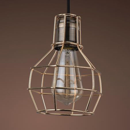 Brass Finish Globe Pendant Lighting Fixture Industrial Metal 1 Bulb Kitchen Hanging Lamp with Wire Frame Clearhalo 'Art Deco Pendants' 'Cast Iron' 'Ceiling Lights' 'Ceramic' 'Crystal' 'Industrial Pendants' 'Industrial' 'Metal' 'Middle Century Pendants' 'Pendant Lights' 'Pendants' 'Tiffany' Lighting' 105550