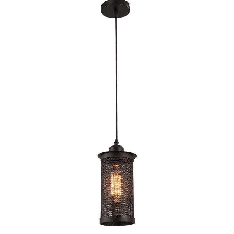 Metal Black/Rust Hanging Pendant Lamp Cylindrical 1 Head Industrial Ceiling Lighting with Mesh Cage Shade Clearhalo 'Art Deco Pendants' 'Black' 'Cast Iron' 'Ceiling Lights' 'Ceramic' 'Crystal' 'Industrial Pendants' 'Industrial' 'Metal' 'Middle Century Pendants' 'Pendant Lights' 'Pendants' 'Rustic Pendants' 'Tiffany' Lighting' 10561124532_1559578496