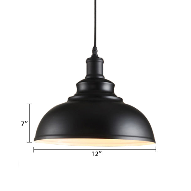 Black/Gray 1 Bulb Hanging Fixture Retro Metal Dome Shade Ceiling Pendant with Adjustable Cord, 12"/14"/16" W Clearhalo 'Art Deco Pendants' 'Black' 'Cast Iron' 'Ceiling Lights' 'Ceramic' 'Crystal' 'Industrial Pendants' 'Industrial' 'Metal' 'Middle Century Pendants' 'Pendant Lights' 'Pendants' 'Rustic Pendants' 'Tiffany' Lighting' 105616