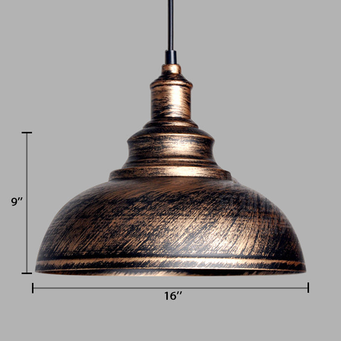 Black/Gray 1 Bulb Hanging Fixture Retro Metal Dome Shade Ceiling Pendant with Adjustable Cord, 12"/14"/16" W Clearhalo 'Art Deco Pendants' 'Black' 'Cast Iron' 'Ceiling Lights' 'Ceramic' 'Crystal' 'Industrial Pendants' 'Industrial' 'Metal' 'Middle Century Pendants' 'Pendant Lights' 'Pendants' 'Rustic Pendants' 'Tiffany' Lighting' 105623
