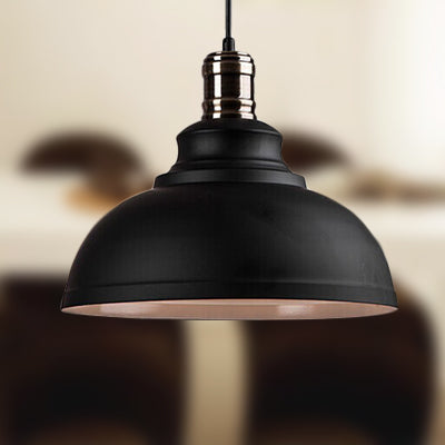 12"/14"/16" Dia 1 Light Ceiling Fixture Industrial Style Bowl Shade Metallic Pendant Ceiling Light in Black/White Inner Clearhalo 'Art Deco Pendants' 'Black' 'Cast Iron' 'Ceiling Lights' 'Ceramic' 'Crystal' 'Industrial Pendants' 'Industrial' 'Metal' 'Middle Century Pendants' 'Pendant Lights' 'Pendants' 'Rustic Pendants' 'Tiffany' Lighting' 105631