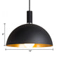 12"/16" Wide 1 Bulb Metallic Pendant Lamp Retro Style Black Finish Dome Shade Indoor Ceiling Fixture Clearhalo 'Art Deco Pendants' 'Black' 'Cast Iron' 'Ceiling Lights' 'Ceramic' 'Crystal' 'Industrial Pendants' 'Industrial' 'Metal' 'Middle Century Pendants' 'Pendant Lights' 'Pendants' 'Rustic Pendants' 'Tiffany' Lighting' 105635