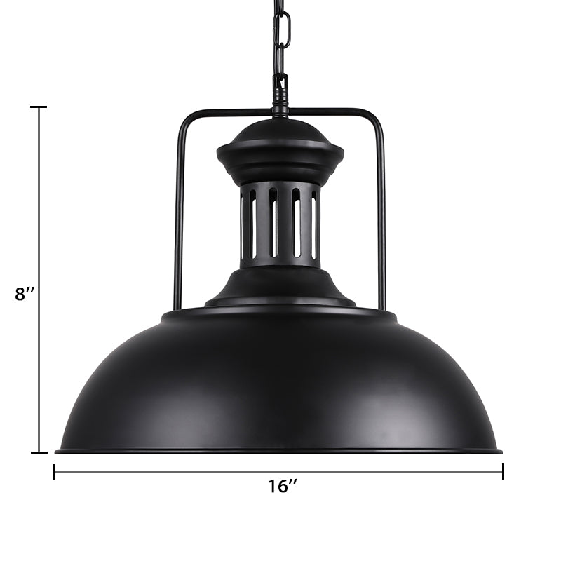 13"/14"/16" Dia Bowl Metal Pendant Lighting Retro Stylish 1 Bulb Dining Room Hanging Ceiling Light in Black/White Inner/White Clearhalo 'Art Deco Pendants' 'Black' 'Cast Iron' 'Ceiling Lights' 'Ceramic' 'Crystal' 'Industrial Pendants' 'Industrial' 'Metal' 'Middle Century Pendants' 'Pendant Lights' 'Pendants' 'Rustic Pendants' 'Tiffany' Lighting' 105647
