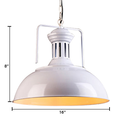 13"/14"/16" Dia Bowl Metal Pendant Lighting Retro Stylish 1 Bulb Dining Room Hanging Ceiling Light in Black/White Inner/White Clearhalo 'Art Deco Pendants' 'Black' 'Cast Iron' 'Ceiling Lights' 'Ceramic' 'Crystal' 'Industrial Pendants' 'Industrial' 'Metal' 'Middle Century Pendants' 'Pendant Lights' 'Pendants' 'Rustic Pendants' 'Tiffany' Lighting' 105653
