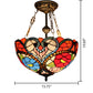Stained Glass Ceiling Light, Victorian Domed Semi Flush Mount Lighting with Rod and Flower Pattern Clearhalo 'Ceiling Lights' 'Close To Ceiling Lights' 'Close to ceiling' 'Glass shade' 'Glass' 'Semi-flushmount' 'Tiffany close to ceiling' 'Tiffany' Lighting' 105733