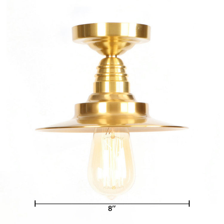 Gold Saucer Flush Mount Ceiling Light Single Head Industrial Metal Ceiling Fixture for Living Room Clearhalo 'Ceiling Lights' 'Close To Ceiling Lights' 'Close to ceiling' 'Flush mount' 'Industrial Flush Mount' Lighting' 105947