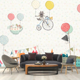 Custom Illustration Balloon Wall Mural Decal for Children's Bedroom in Beige, Personalized Size Available