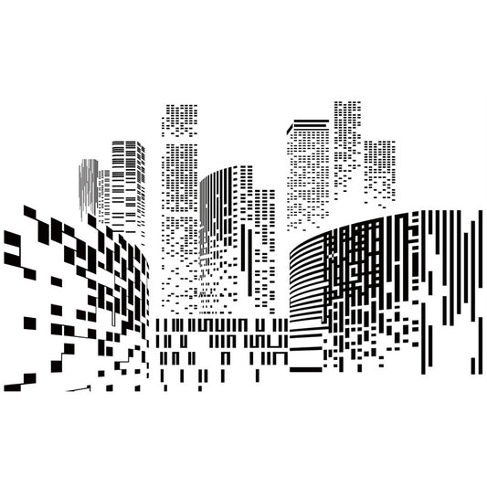 Modern City Wall Mural Decal for Office Room, Personalized Size Wall Decor in Black and White Clearhalo 'Wall Decor' 'Wall Mural' 1061374