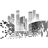Modern City Wall Mural Decal for Office Room, Personalized Size Wall Decor in Black and White Clearhalo 'Wall Decor' 'Wall Mural' 1061374