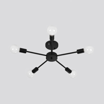 Nordic Metal Sputnik Ceiling Flush Mount Light 5/10 Lights White/Black Bedroom Semi Flush Ceiling Light Clearhalo 'Ceiling Lights' 'Close To Ceiling Lights' 'Close to ceiling' 'Semi-flushmount' Lighting' 106150