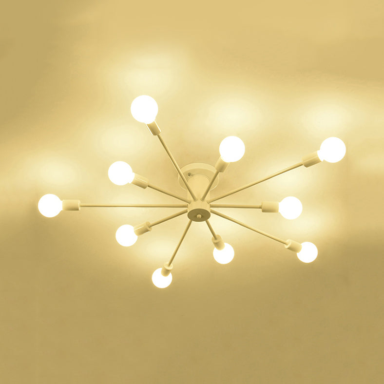 Nordic Metal Sputnik Ceiling Flush Mount Light 5/10 Lights White/Black Bedroom Semi Flush Ceiling Light Clearhalo 'Ceiling Lights' 'Close To Ceiling Lights' 'Close to ceiling' 'Semi-flushmount' Lighting' 106152