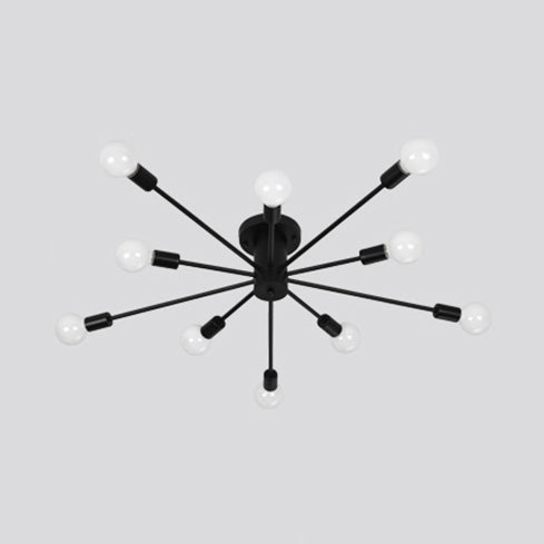 Nordic Metal Sputnik Ceiling Flush Mount Light 5/10 Lights White/Black Bedroom Semi Flush Ceiling Light Clearhalo 'Ceiling Lights' 'Close To Ceiling Lights' 'Close to ceiling' 'Semi-flushmount' Lighting' 106156