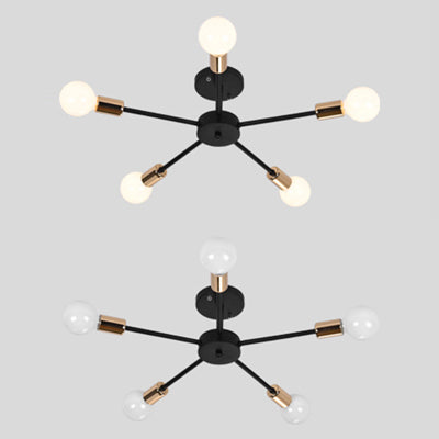 Nordic Metal Sputnik Ceiling Flush Mount Light 5/10 Lights White/Black Bedroom Semi Flush Ceiling Light Clearhalo 'Ceiling Lights' 'Close To Ceiling Lights' 'Close to ceiling' 'Semi-flushmount' Lighting' 106158