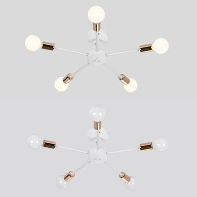 Nordic Metal Sputnik Ceiling Flush Mount Light 5/10 Lights White/Black Bedroom Semi Flush Ceiling Light Clearhalo 'Ceiling Lights' 'Close To Ceiling Lights' 'Close to ceiling' 'Semi-flushmount' Lighting' 106160
