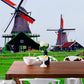 Fresh Grass and Windmill Mural Wallpaper for Bedroom Decor Natural Scenery Wall Art, Made to Measure Clearhalo 'Wall Decor' 'Wall Mural' 1061646