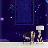 Original Galaxy and Mountain Mural in Dark Blue Home Decorative Wall Art, Custom Size Available Clearhalo 'Wall Decor' 'Wall Mural' 1061712