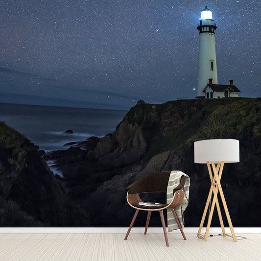 Photo Beacon and Galaxy Mural Full Size Wall Decor for Accent Wall, Personalized Size Available Clearhalo 'Wall Decor' 'Wall Mural' 1061797