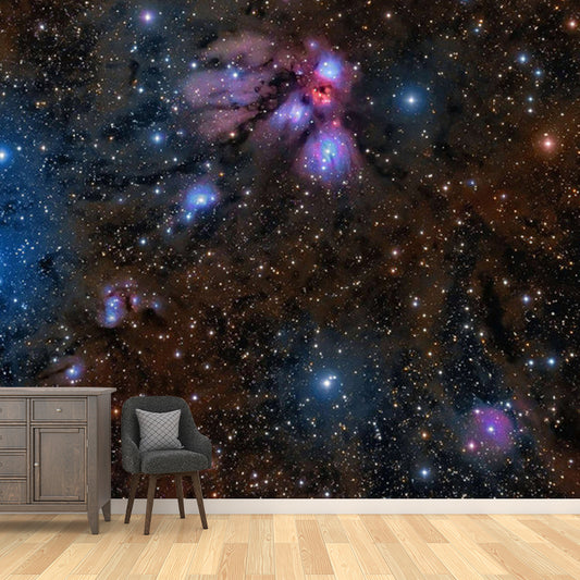 Fashion Galaxy Wall Decor in Orange and Blue Ceiling Wall Mural Decal, Personalized Size Available