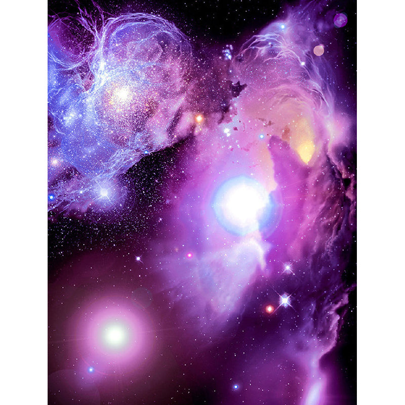 Custom Photo Style Nordic Mural Wallpaper for Ceiling Decoration with Nebula Design in Purple Clearhalo 'Wall Decor' 'Wall Mural' 1061888