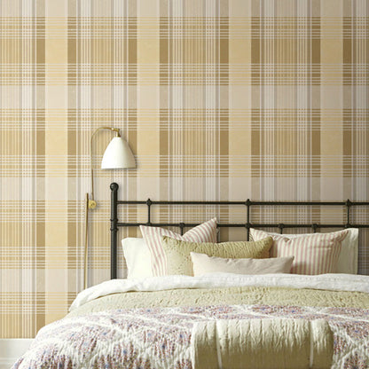 Modern Lattice Wall Covering for Bedroom Decor, 33' x 20.5" Wallpaper Roll in Soft Color Light Khaki Clearhalo 'Modern wall decor' 'Modern' 'Wallpaper' Wall Decor' 1061951