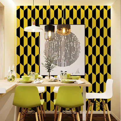 Color Block Wall Decor for Living Room Harlequin Wallpaper Roll in Natural Color, Stain-Resistant Black-Yellow Clearhalo 'Wall Decor' 'Wallpaper' 1061966