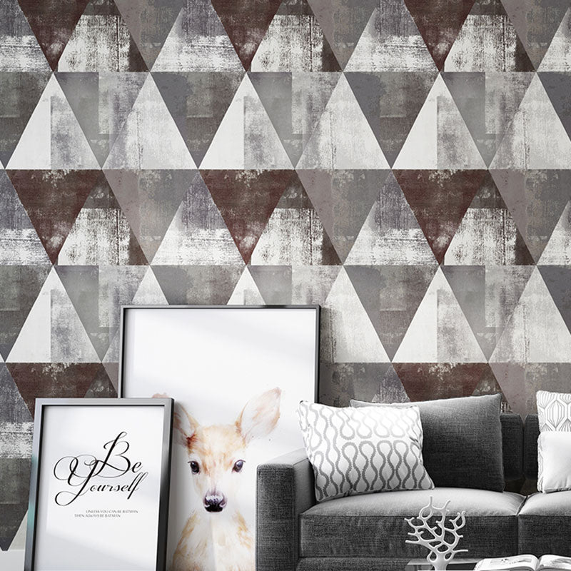 20.5" x 33' Contemporary Wallpaper Roll for Home Decoration with Triangle Design in Natural Color Grey Clearhalo 'Modern wall decor' 'Modern' 'Wallpaper' Wall Decor' 1061978