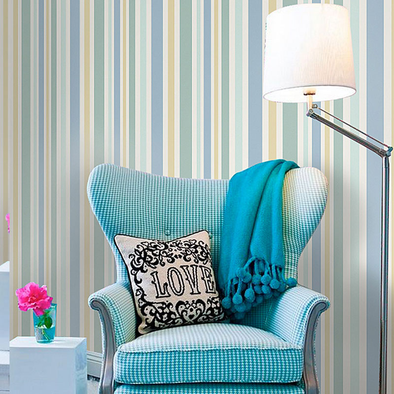 Vertical Stripe Wallpaper Roll for Living Room in Natural Color, 33-foot x 20.5-inch Blue Clearhalo 'Modern wall decor' 'Modern' 'Wallpaper' Wall Decor' 1061983