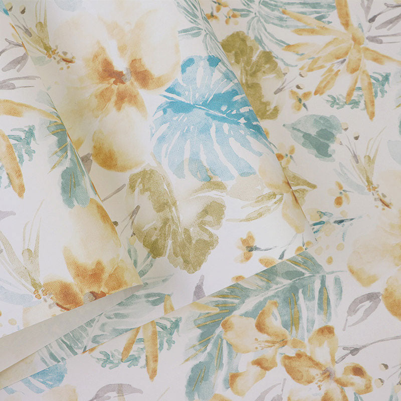 Blossoming Flower and Leaves Wallpaper in Natural Color Non-Woven Fabric Wall Decor for Guest Room, 33' x 20.5" Clearhalo 'Modern wall decor' 'Modern' 'Wallpaper' Wall Decor' 1062042