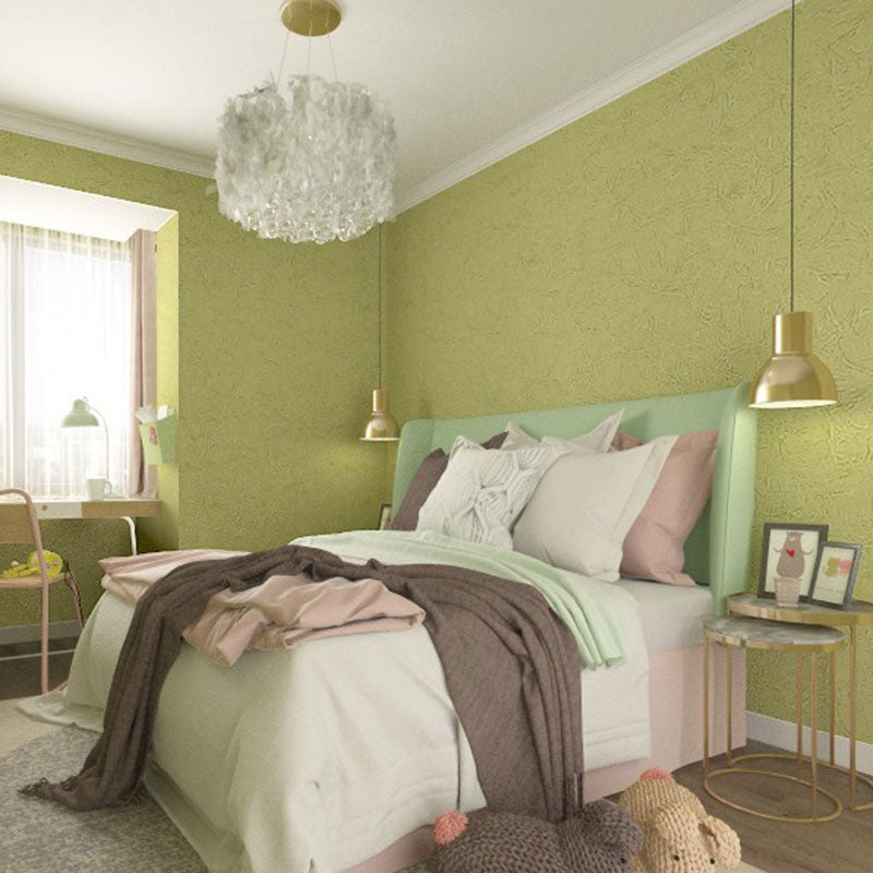Neutral Color Textured Wall Decor Moisture-Resistant Wallpaper Roll for Bedroom, Non-Pasted Green Clearhalo 'Modern wall decor' 'Modern' 'Wallpaper' Wall Decor' 1062204